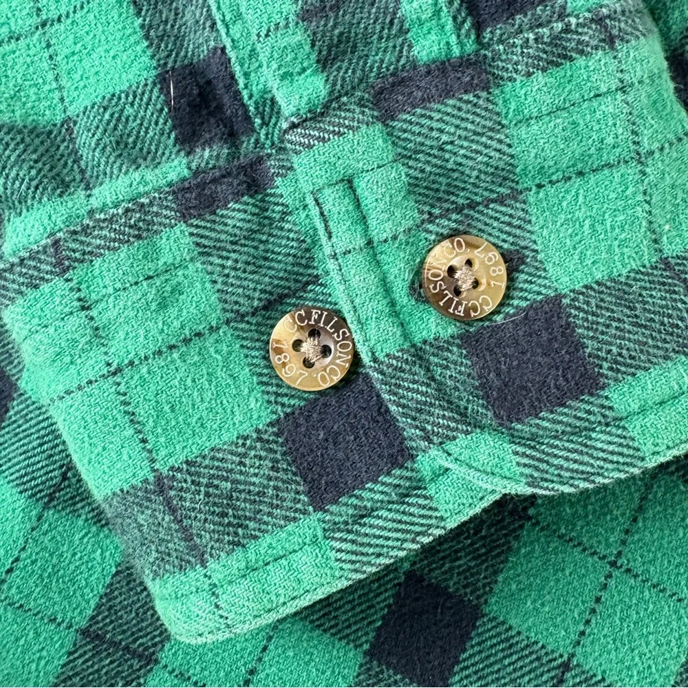 CC Filson 850 Shirt X-Large  Green Plaid Flannel Heavy Cotton Fishing Guide - Picture 6 of 10